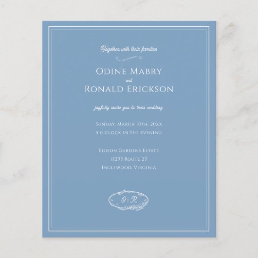 Dusky Blue Coastal Minimal Budget Wedding (Voorkant)