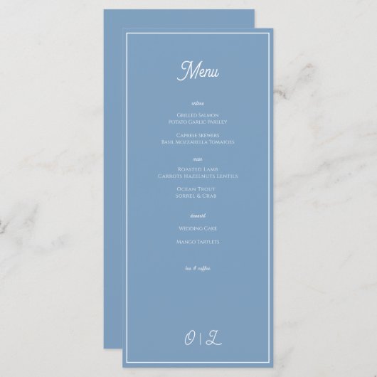 Dusky Blue Coastal Minimal Menu (Voorkant / Achterkant)