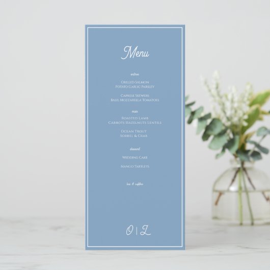 Dusky Blue Coastal Minimal Menu (Staand voorkant)