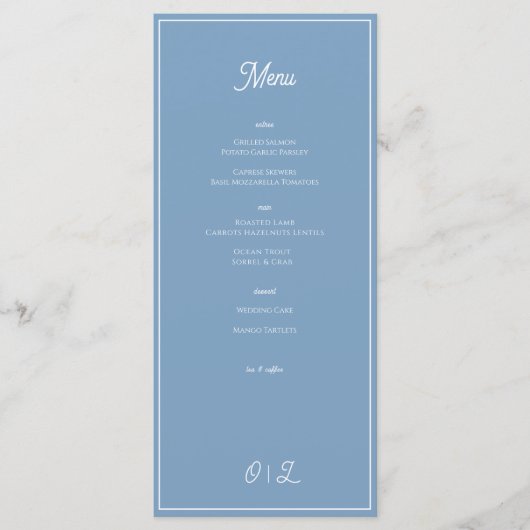 Dusky Blue Coastal Minimal Menu (Voorkant)