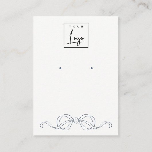 Dusky Blue Coquette Strik Display Logo Visitekaartje (Voorkant)