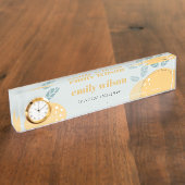 Dusky Blue Cute Lemon Abstracte Vruchtbare Citrus Naambordje (Zijkant)