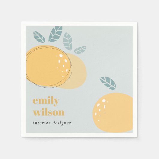 Dusky Blue Cute Oranje Abstract Bold Fruity Citrus Servet (Voorkant)