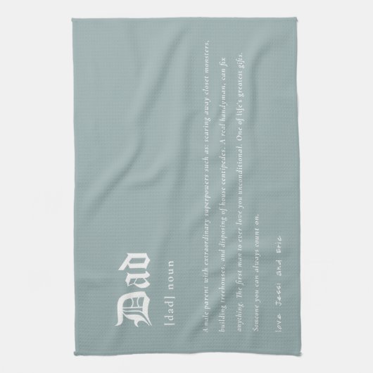 Dusky Blue Dad Dictionary Definition Custom Gift Theedoek (Verticaal)