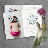 Dusky Blue Eucalyptus Fauna Cross Foto Baptisme Bedankkaart