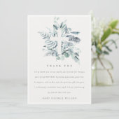 Dusky Blue Eucalyptus Fern Foliage Cross-Baptisme Bedankkaart (Staand voorkant)