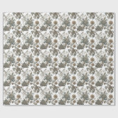 Dusky Blue Floral Brocade patroon Cadeaupapier (Vlak)