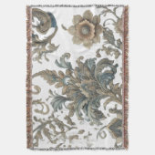 Dusky Blue Floral Brocade patroon Deken (Voorkant Verticaal)