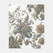 Dusky Blue Floral Brocade patroon Fleece Deken (Voorkant)