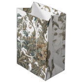 Dusky Blue Floral Brocade patroon Medium Cadeauzakje (Voorkant Gekanteld)