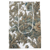Dusky Blue Floral Brocade patroon Medium Cadeauzakje (Achterkant)