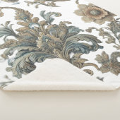 Dusky Blue Floral Brocade Patroon Sherpa Deken (3/4)