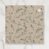 Dusky Blue Floral Laurel Wreater Monogram Baptisme Bedankjes Labels (Achterkant)