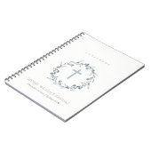 Dusky Blue Floral Laurel Wreath Monogram Baptism G Notitieboek (Linkerzijde)