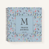 Dusky Blue | Floral | Monogram | PRAYER JOURNAL Notitieboek (Voorkant)