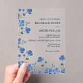 Dusky Blue Flower Wedding Invite Acryl Uitnodigingen (Insitu (Draagbaar))