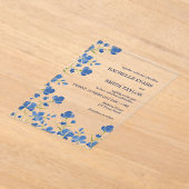 Dusky Blue Flower Wedding Invite Acryl Uitnodigingen (Laagn)