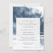 DUSKY BLUE FOREST LAKE PINE COUPLES SHOWER INVITE BEDANKKAART (Voorkant)