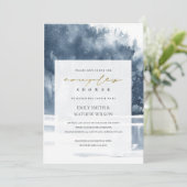 DUSKY BLUE FOREST LAKE PINE COUPLES SHOWER INVITE BEDANKKAART (Staand voorkant)