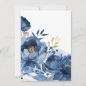 Dusky Blue Gold Floral bruiloft uitnodiging (Achterkant)