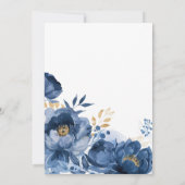 Dusky Blue Gold Floral bruiloft uitnodiging (Achterkant)