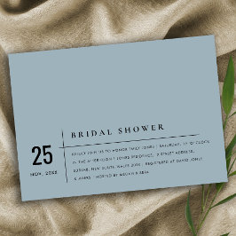 DUSKY BLUE GRAY TYPOGRAPHY VRIJGEZELLENFEEST INVIT BEDANKKAART