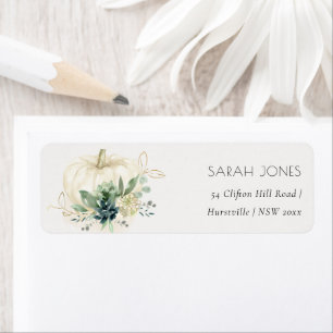 Dusky Blue Green Gold Succulent Pumpkin-adres Etiket