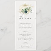 Dusky Blue Green Gold Succulent Pumpkin Weddenscha Menu (Voorkant)