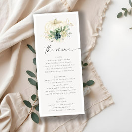 Dusky Blue Green Gold Succulent Pumpkin Weddenscha Menu