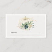 Dusky Blue Green Gold Succulent Pumpkin Weddenscha Plaatskaartje (Achterkant)