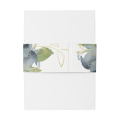 DUSKY BLUE GREEN GOLD WATERVERF FLORAL WEDING UITNODIGINGEN WIKKEL (Achterkant Voorbeeld)