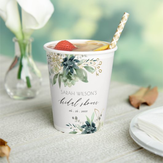 Dusky Blue Green Succulent Foliage Vrijgezellenfee Papieren Bekers (Insitu)