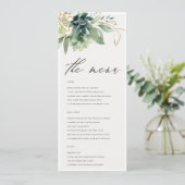 Dusky Blue Green Succulent Foliage Weddenschap Men Menu (Staand voorkant)