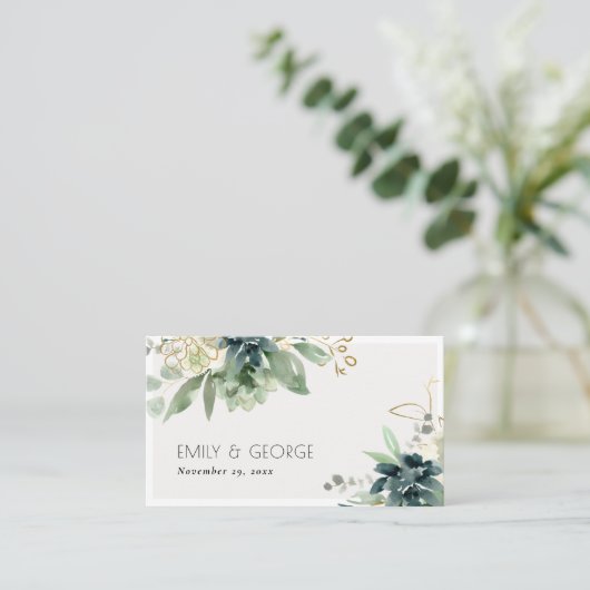 Dusky Blue Green Succulent Foliage Weddenschap Web Visitekaartje (Staand voorkant)