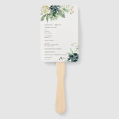 Dusky Blue Green Succulent Foliage Wedding Program Handwaaier (Voorkant)