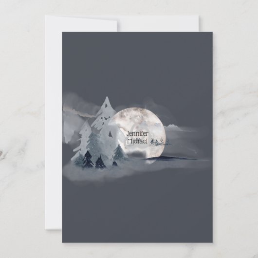 Dusky Blue Grey waterverf Forest Pijnboomuil Kaart (Achterkant)