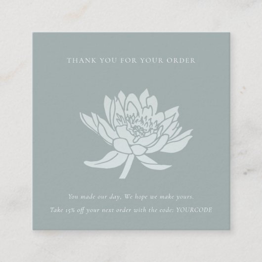 DUSKY BLUE LOTUS FLORA LOGO, DANK U VIERKANTE VISITEKAARTJE (Voorkant)