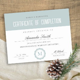 Dusky Blue Minimal Certificate of Completion Award