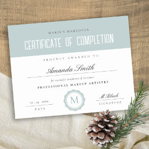 Dusky Blue Minimal Certificate of Completion Award
