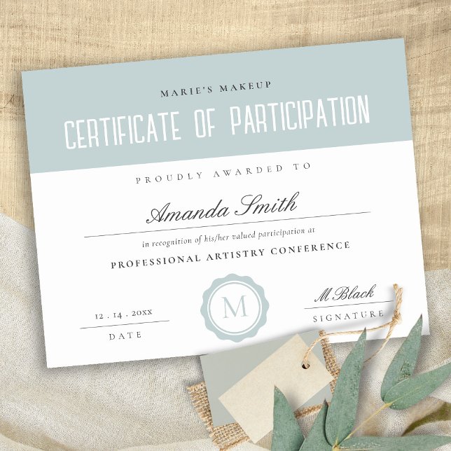 Dusky Blue Minimal Certificate of Participation (Creator heeft geüpload)