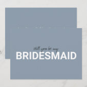 Dusky blue minimalist zal je mijn bruidsmeisje zij (Voorkant / Achterkant)