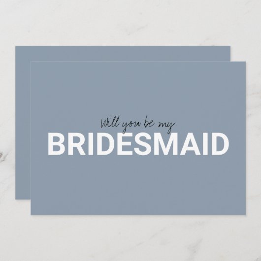 Dusky blue minimalist zal je mijn bruidsmeisje zij (Voorkant / Achterkant)