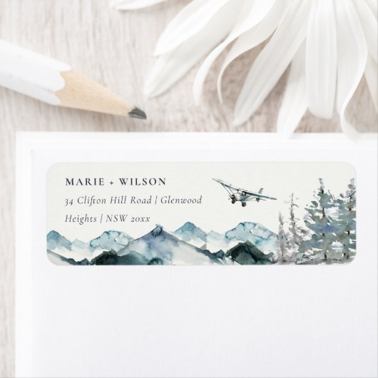 Dusky Blue Mountains Pine Plane Glider Adres Etiket (Insitu)