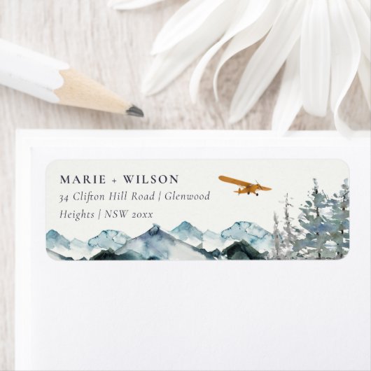 Dusky Blue Mountains Pine Plane Glider Adres Etiket (Insitu)