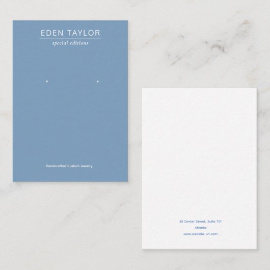 Dusky Blue Oorbel Display Visitekaartje (Voorkant / Achterkant)