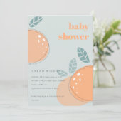 Dusky Blue Oranje Fruity Bold Baby shower Kaart (Staand voorkant)