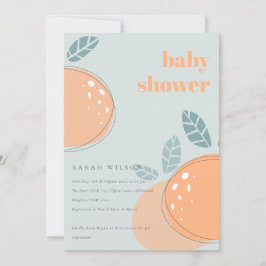 Dusky Blue Oranje Fruity Bold Baby shower Kaart