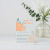 Dusky Blue Oranje Fruity Books voor Baby shower Informatiekaartje (Staand voorkant)
