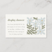 Dusky Blue Retro Bloemen Display Douche Baby showe Informatiekaartje (Voorkant)