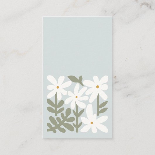 Dusky Blue Retro Bloemen Luier Raffle Baby shower Informatiekaartje (Achterkant)